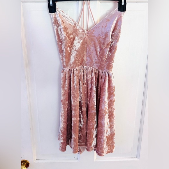 Pink Velvet Strappy Romper - Picture 3 of 5